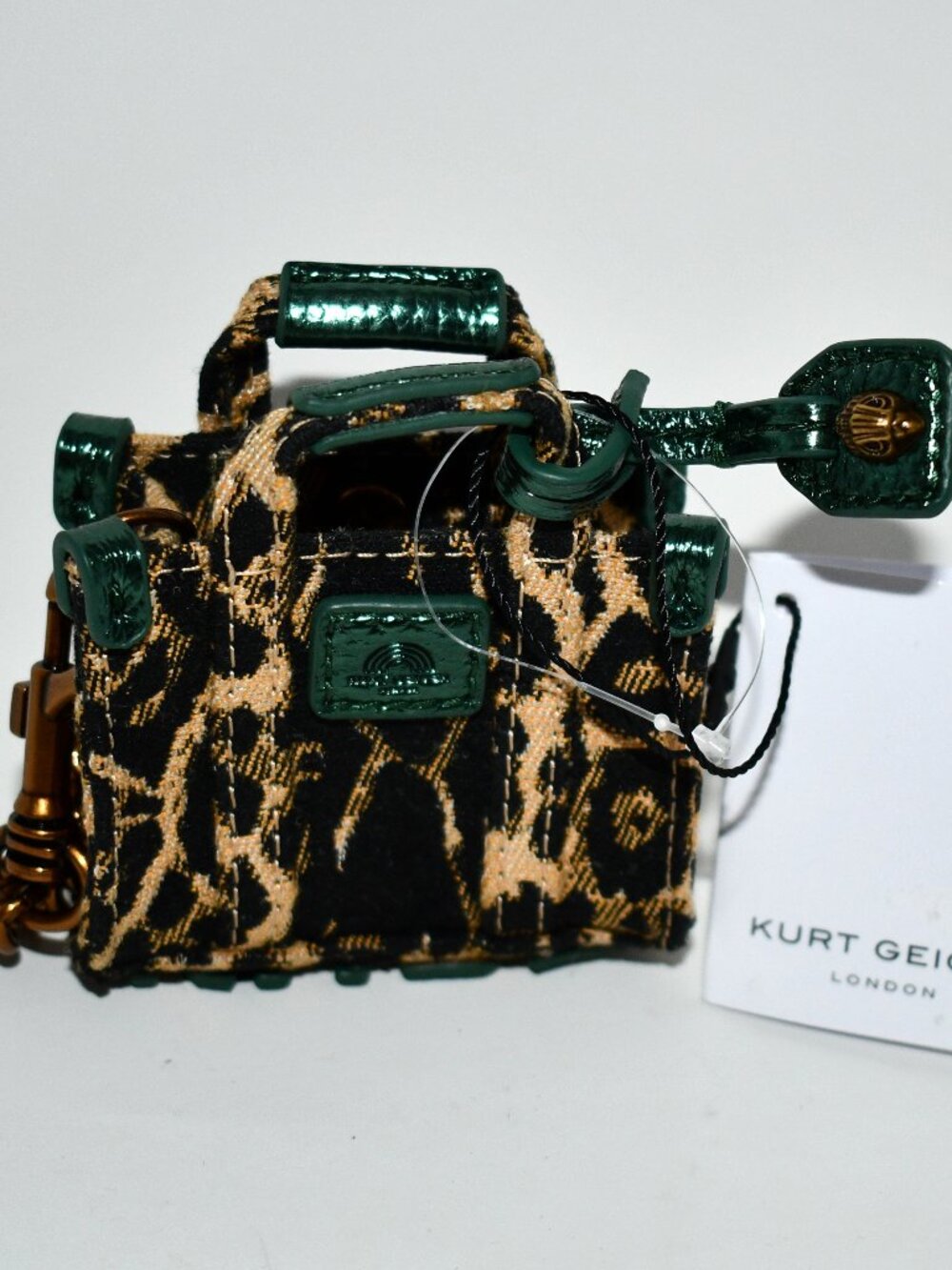 Kurt Geiger Southbank Keyring Bag Charm in Brown Leopard #3527139609 NWT